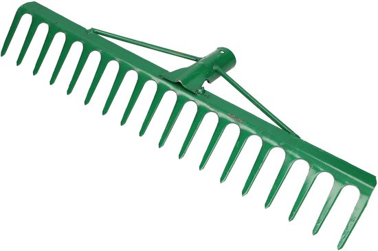 KOTARBAU® Tuinhark, Gazonhark, Bladhark, Metaal, 47,5 cm, Groen, Tuinhark voor Gazon, 18 Tanden, Stevige Hark, Waaierbezem, Robuust Tuingereedschap, zonder Steel van Merkloos	