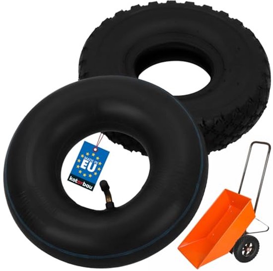 KOTARBAU® Tuinwagenband met Binnenband, 3.00-4 260x85 mm, Gummi, Zwart, Rubber Band, ⌀ 24 cm, Binnenband ⌀ 22 cm, Vervangingsset Voor Steekwagenwiel van Merkloos	