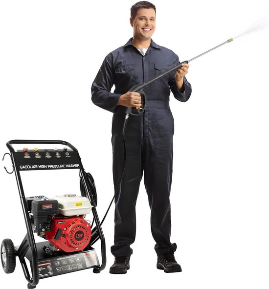 Krachtige Benzine Hogedrukreiniger 2200 PSI met 5 Sproeiers - Ideaal voor Terras, Auto en Oprit van Merkloos	