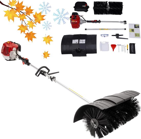 Krachtige Benzine Veegmachine 52cc - Motorbezem voor Sneeuwruimen en Schoonmaken Buiten van Merkloos	