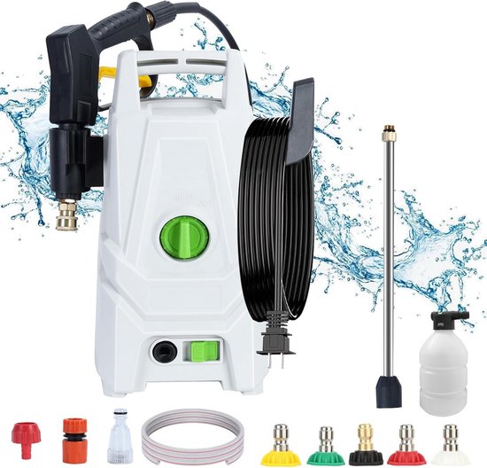 Krachtige Elektrische Hogedrukreiniger 1400W - 100 Bar - Voor Auto, Tuin en Buitenreiniging