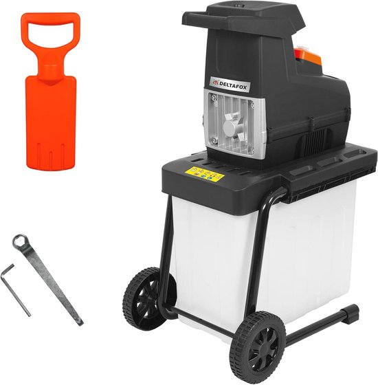 Krachtige elektrische rolhakselaar met 60 liter opvangbak - 2800W motor - ideale tuinhakselaar voor takken tot 44 mm van Merkloos	