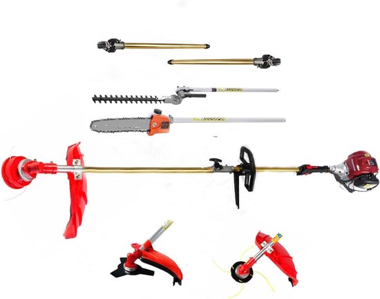 Krachtige Grastrimmer - Bosmaaier Heggensch Multi Tool - Tuinonderhoud - Vier-takt Motor - 180cm Lengte - Rood