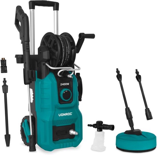 Krachtige Hogedrukreiniger 180 Bar met Terrasreiniger en Schuimsproeier van Merkloos	