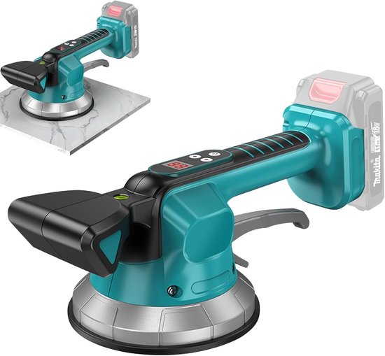 Krachtige tegeltrilplaat voor 18V accu's, geschikt voor tegels tot 120 × 120 cm | 10 snelheidsinstellingen, 14.5 cm zuignap met 50 kg zuigkracht, ideaal voor tegelwerk en verbouwing