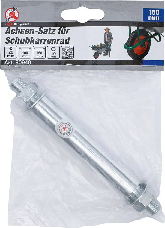 Kraftmann 80949 - Asenset  voor kruiwagenwiel - Ø 20 mm van Merkloos	