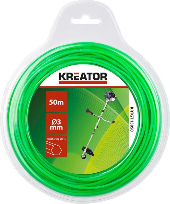 Kreator KRTGTH3050 trimmerdraad – zeshoekig – 50 m lengte – 3mm diameter van Kreator