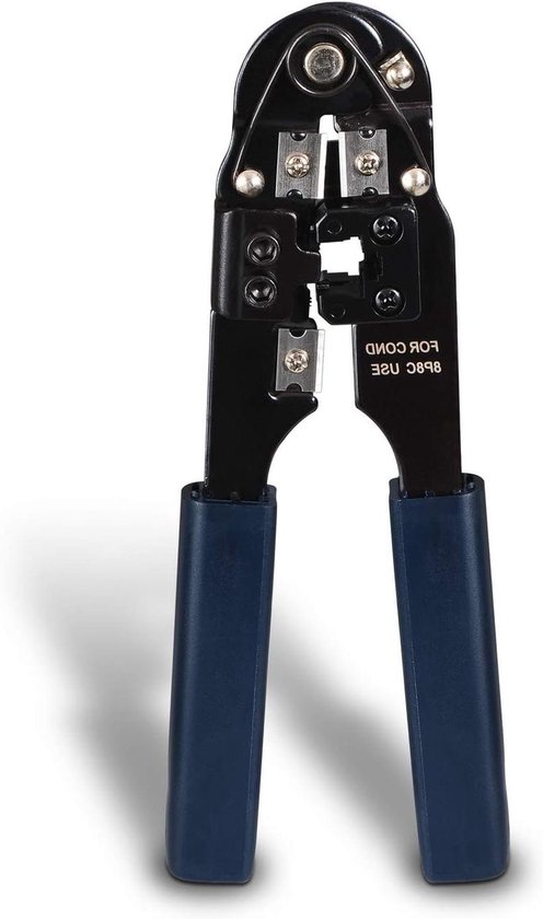 Krimptang RJ45 - Netwerk Tang - Kabels Maken - Metaal Constructie - 26.6 cm - Zwart