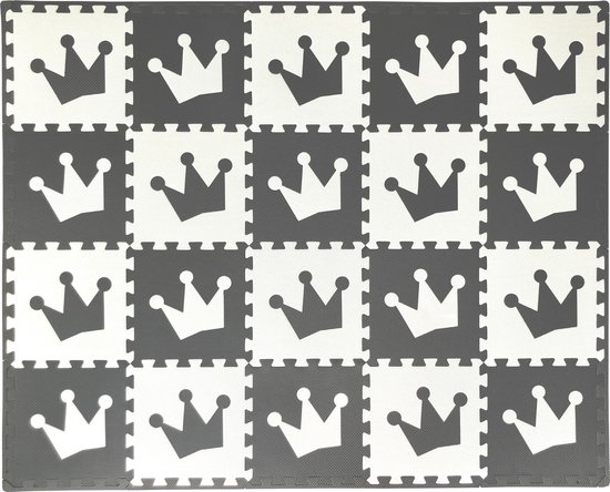 Kroon Foam Puzzel Speelmat - 20 Speelmatten - Uitneembare Kroon - Opbergtas - Afwerkranden - Grijs - Wit - Puzzelmat 152x122x1cm van Kroon