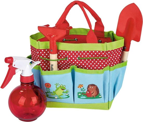 Kruipkever gevulde tuintas voor kinderen, tuinwerkset met tas, schep, hark en spuitfles van Esschert Design