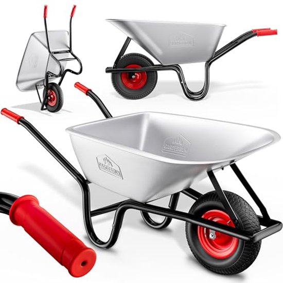 Kruiwagen 100 liter met 250kg Draagvermogen - Tuinkar en Handkar voor Bouw en Tuin van Kinzo