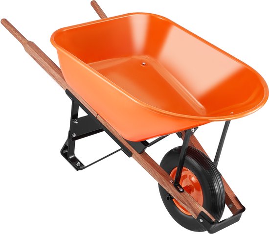Kruiwagen, 6 Cu, Laadvermogen & 150 Kg, Eenwielige Tuinkar met Metalen Handvat & 16” Brede Rupswielen, Eenvoudig te Laden Kar & Kar voor Gazonboerderij van Merkloos	