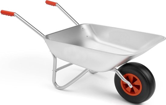 Kruiwagen 65 Liter - Gegalvaniseerd Staal - 80KG Laadvermogen - 127cm x 61cm x 57cm - Maat Kuip 80cm x 52cm x 20cm van Merkloos	