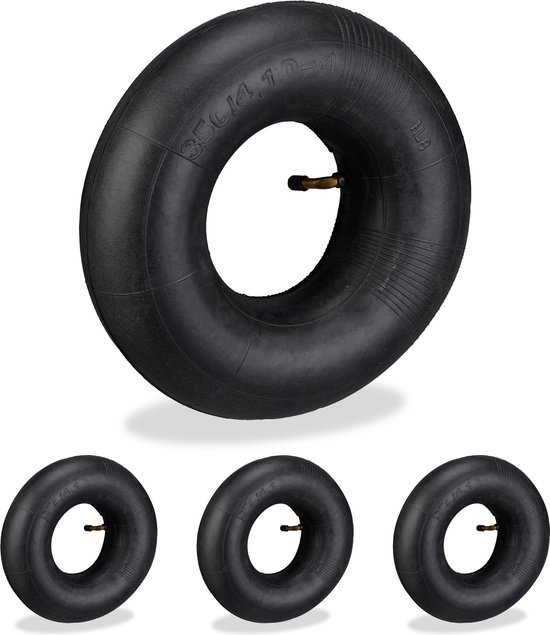 kruiwagen binnenband - 3.50-4 - set van 4 - voor kruiwagen en bolderkar - autoventiel - rubber van Merkloos	