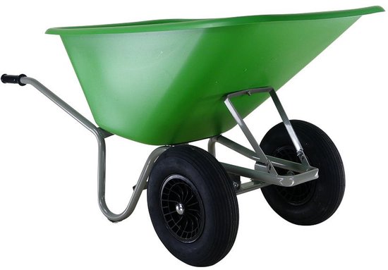 Kruiwagen Forza 165L HDPE bak groen, grijs gelakt ond.2-wiel van Merkloos	