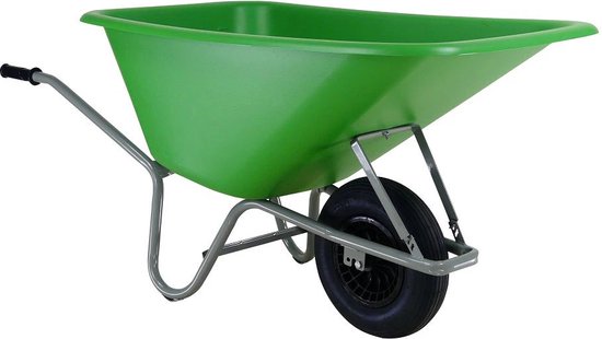 Kruiwagen Forza 165L HDPE bak groen, grijs gelakt onderst. van Fort