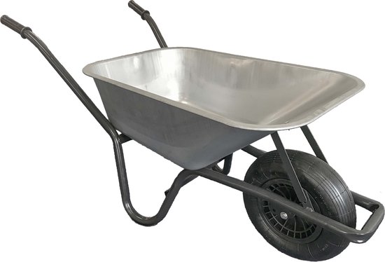 Kruiwagen - Gegalvaniseerde Bak - 80 Liter - Grijs - Eenwielig - Met Beugel van Tectake