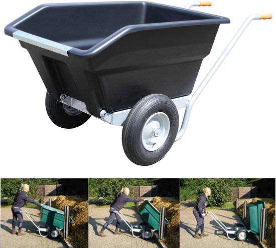 Kruiwagen groot kippend 260 liter voederkruiwagen Kruiwagen tuinkrui Mestkruiwagen Dubbelkruiwagen van Merkloos	