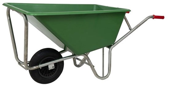 Kruiwagen kunststof bak 160 liter groen luchtband van Merkloos	