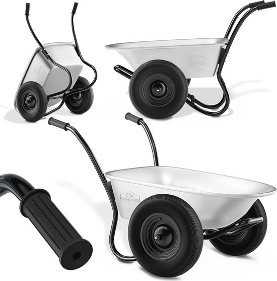 Kruiwagen met 2 wielen voor 150 kg - 100 liter - Robuuste tuinkar met luchtbanden van Tectake
