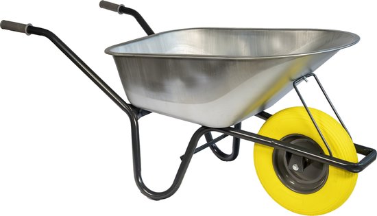 Kruiwagen met anti-lekwiel - Gemonteerd geleverd - 85 liter - Verzinkt - Professionele uitvoering van Merkloos	