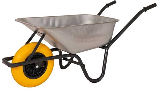 Kruiwagen met antilek band gegalvaniseerde bak 85 liter van Merkloos	