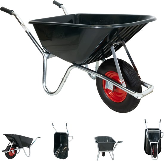 Kruiwagen PP100 l PU wiel Bouwkruiwagen Tuinkruiwagen Bouwkruiwagen Kruiwagen Tuin van Merkloos	