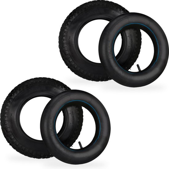 kruiwagenband met binnenband - set van 2 - 3.50-8" - luchtband - tot 154 kg van Merkloos	