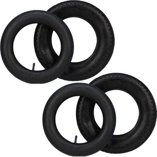 Kruiwagenbanden set van 2 3.25-8" inclusief binnenband - Geschikt voor kruiwagens of skelters tot 154 kg - Zwart Kruiwagen van Easymaxx