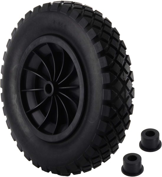 Kruiwagenwiel, 14 inch, 3,50-8 inch, draagvermogen 120 kg, 265 lb, luchtbanden, PU-lekvrij, volledig wiel, robuuste reservebanden, massief rubberen banden voor tuintrolley, kruiwagen van Generise