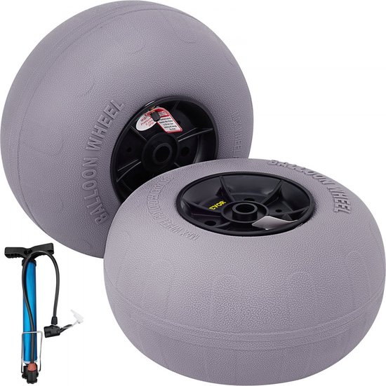 Kruiwagenwiel 33 cm Diameter Band Opblaasbaar Wiel 2 Stks TPU Ballonwielen Banden met Hand Luchtpomp, 55 kg Laadvermogen en een Lagedrukontwerp van 2-3 PSI Geschikt voor Verschillende Terreinen van HAROMAC