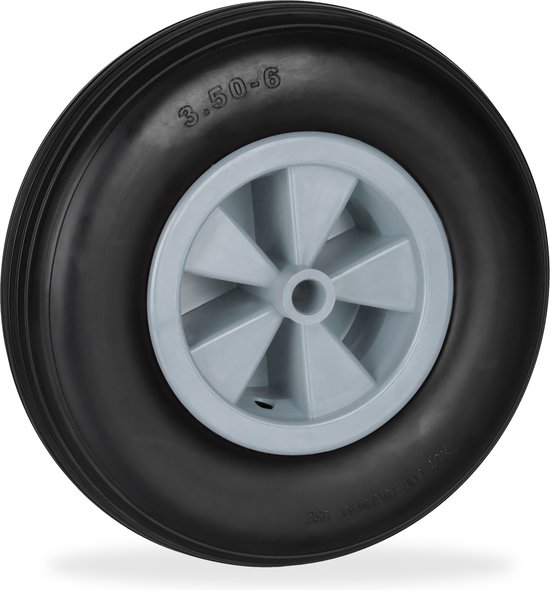 kruiwagenwiel - 3.50-6 - massief rubber - kunststof velg - anti-lek - 100 kg - zonder as van VONROC