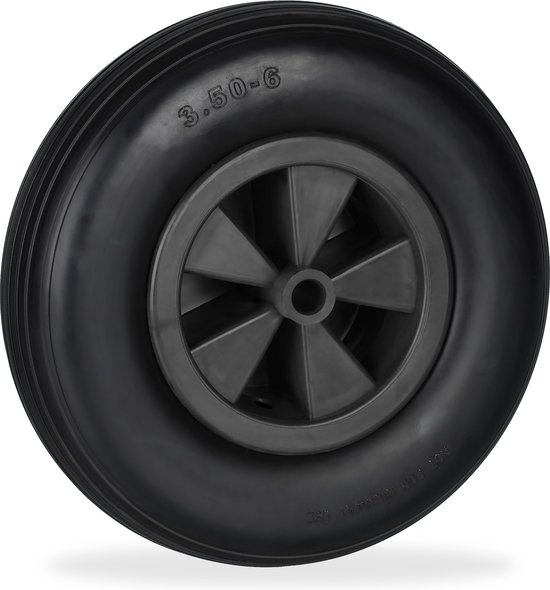 kruiwagenwiel - 3.50-6 - massief rubber - kunststof velg - anti-lek - 100 kg - zwart van Merkloos	