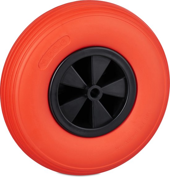 kruiwagenwiel - 3.50-6 - massief rubber - kunststof velg - anti-lek - tot 100 kg - zonder as van Merkloos	