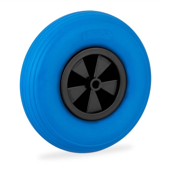 kruiwagenwiel - 3.50-6 - massief rubber - kunststof velg - antilek - tot 100 kg - blauw-zwart