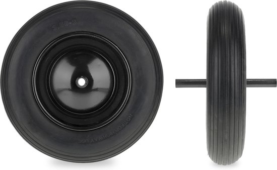 kruiwagenwiel - 3.50-8 - massief rubber - stalen velg - anti-lek - met as - tot 120 kg van Merkloos	