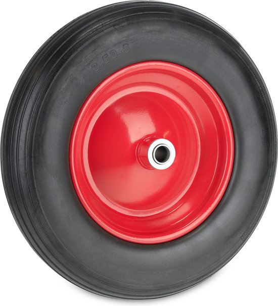 kruiwagenwiel - 3.50-8 - massief rubber - stalen velg - anti-lek - tot 100 kg - zwart-rood van DeWit