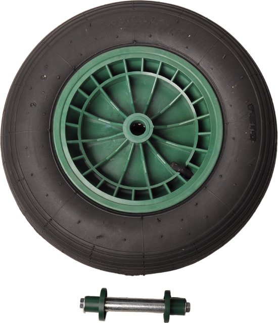 Kruiwagenwiel - 4.00-8 - luchtband en kunststof velg - 250 kg maximale belasting - 20 mm asgat/naafdiameter - inclusief rollager van HBM