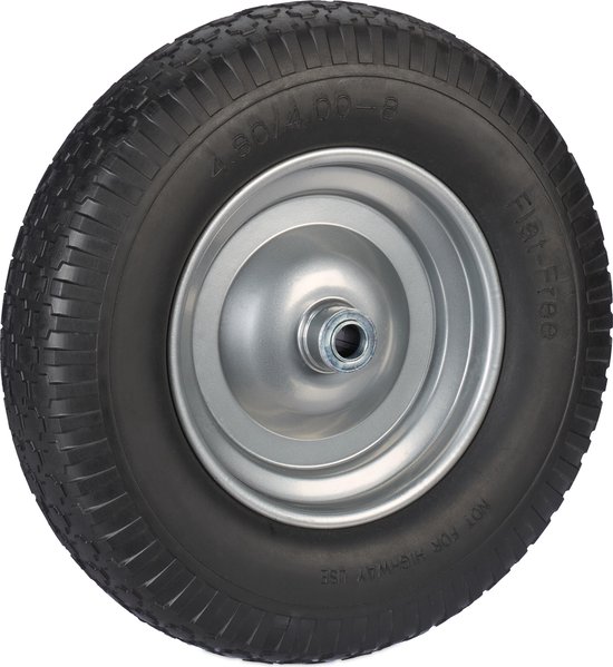 kruiwagenwiel 4.00-8 - massief rubber - stalen velg - lekvrij - 100 kg - zwart-grijs van Strex
