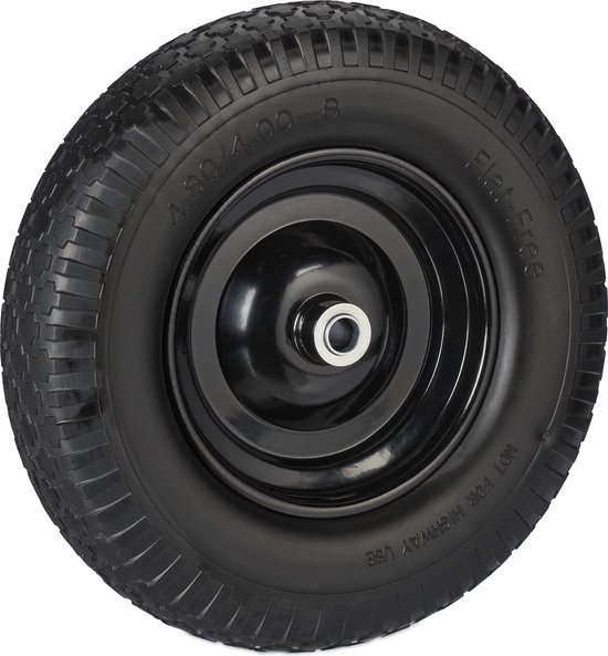 kruiwagenwiel 4.00-8 - massief rubber - stalen velg - lekvrij - 100 kg - zwart van VONROC
