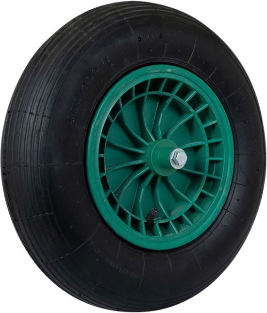 Kruiwagenwiel - 4.00-8 -  pvc - rollager - asgat 20 mm - naaflengte 130 mm van Merkloos	