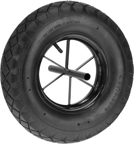 kruiwagenwiel 4.80 4.00-8 - luchtband - tot 120 kg - met as - stalen velg met spaken van Datona