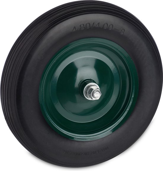 kruiwagenwiel 4.80 4.00-8 - rubberband - met as - antilek - stalen velg - zwart-groen van Stabilo®