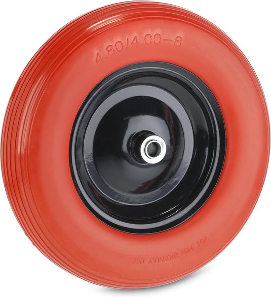 kruiwagenwiel 4.80 4.00-8 - rubberen band - stalen velg - antilek - rood-zwart van Merkloos	