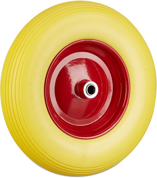 kruiwagenwiel 4.80 4.00-8 - set van 2 - massief rubber - 39 cm - tot 100 kg - anti lek - geel-rood van VABO