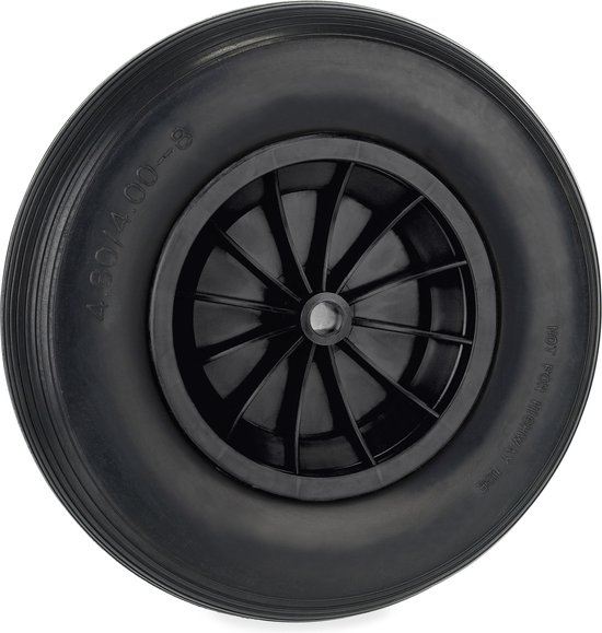 kruiwagenwiel - 4.80/4.00-8 - massief rubber - 39 cm - kunststof velg - antilek - tot 100 kg