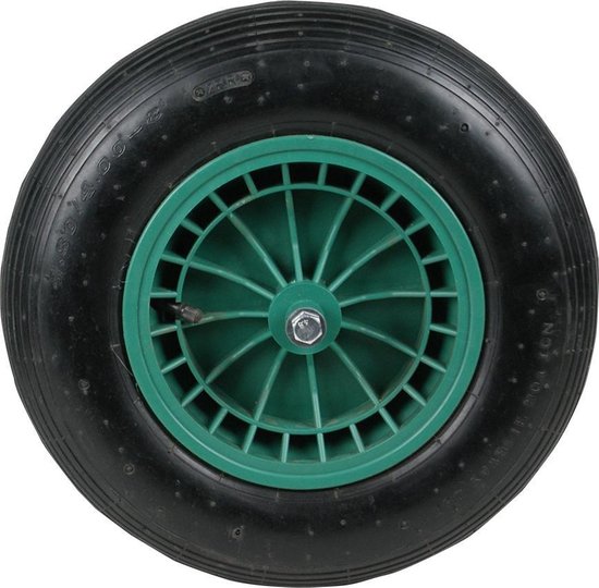 Kruiwagenwiel 4.80/4.00x8, 2ply kunststof velg, as 13cm +binnenband van Fort