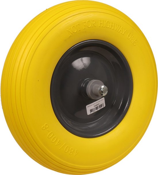 Kruiwagenwiel anti-lek geel stalen velg van DeWit