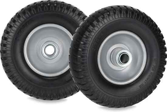 kruiwagenwiel - set van 2 - 2.50-4 - massief rubber - stalen velg - 80 kg - zwart-grijs van Merkloos	