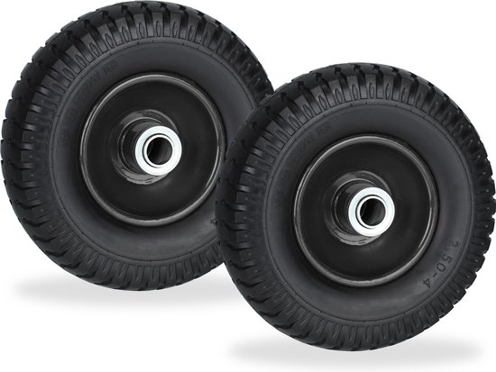 kruiwagenwiel - set van 2 - 2.50-4 - massief rubber - stalen velg - anti-lek - 80 kg van Merkloos	